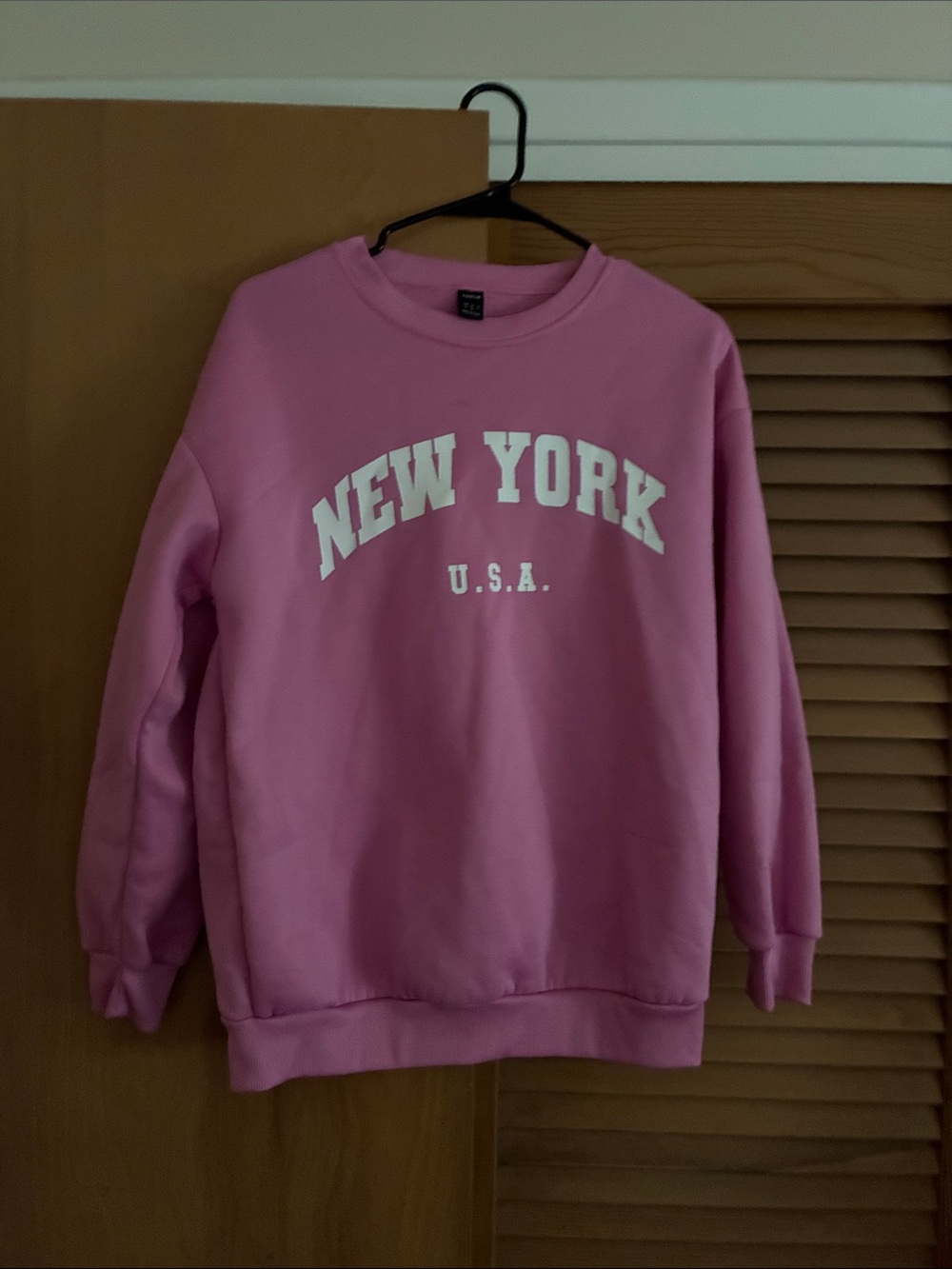 SHEIN Pink New York U.S.A. Crewneck Sweatshirt